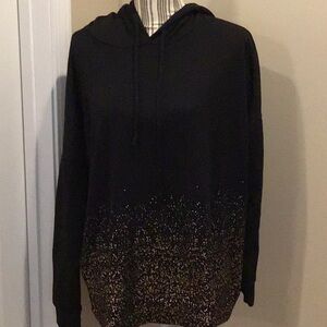 Live Well Black Gold Flecked Hooded Top Size Large